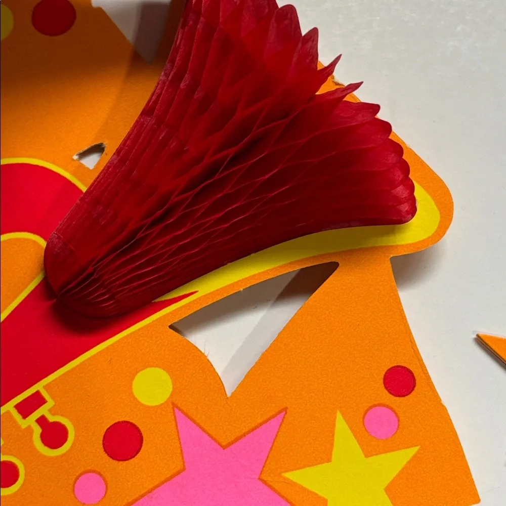 Vintage Hallmark Red and Yellow Celebrate Centerpiece 1970s Hallmark Party Decor